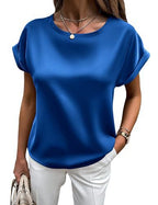 R&B | Satin-T-Shirt mit Umgeschlagenen Ärmeln für Damen