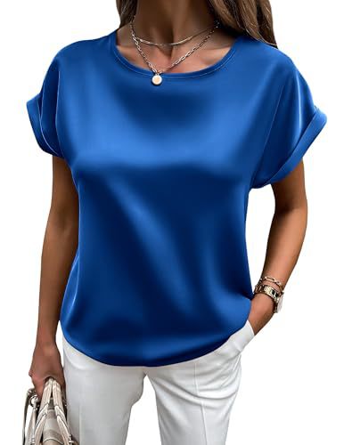 R&B | Satin-T-Shirt mit Umgeschlagenen Ärmeln für Damen