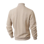 Herren modischer Strickpullover mit hohem Kragen und Zopfmuster R&B