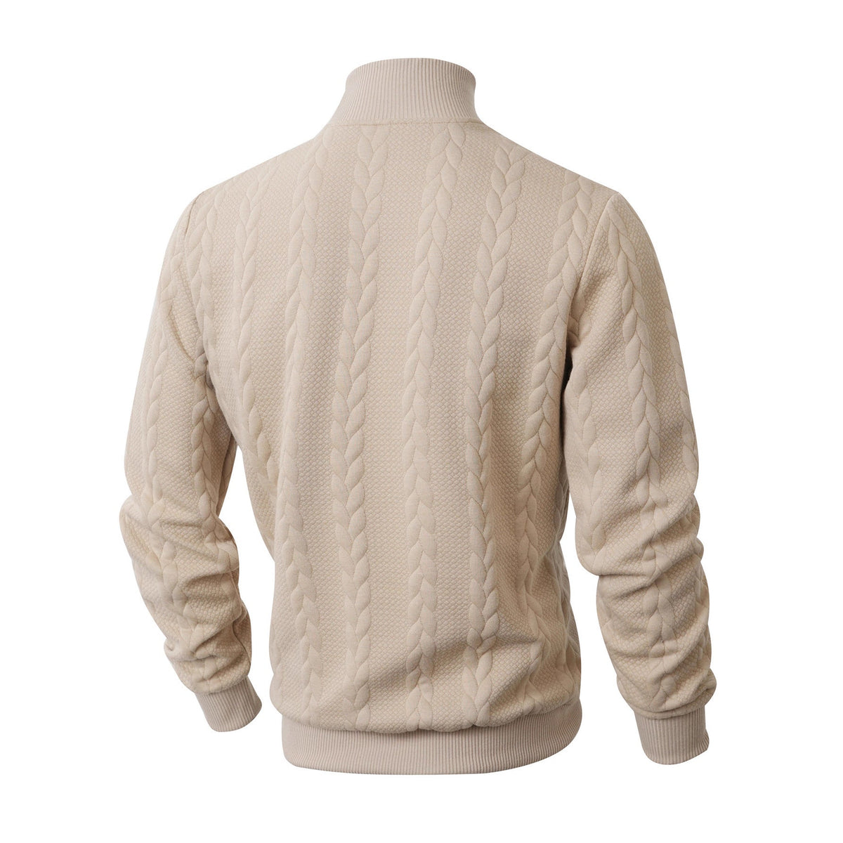 Herren modischer Strickpullover mit hohem Kragen und Zopfmuster R&B