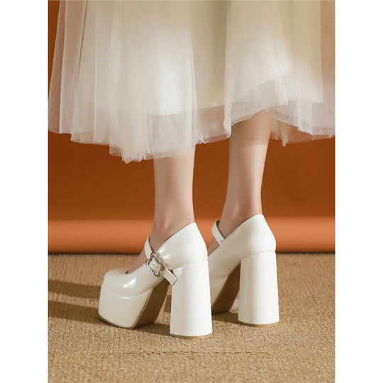 Damen Plateau-Pumps mit Rundschnürung und eleganter Schnalle R&B