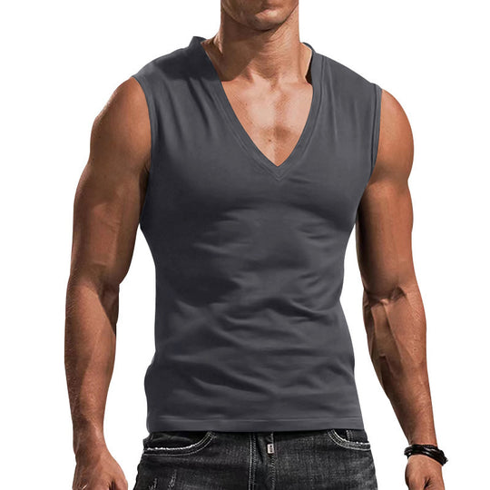 Herren Ärmelloses Fitness-T-Shirt mit V-Ausschnitt aus atmungsaktivem Material R&B