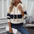 Damen Kapuzenpullover mit breiten Streifen und weichem Material
