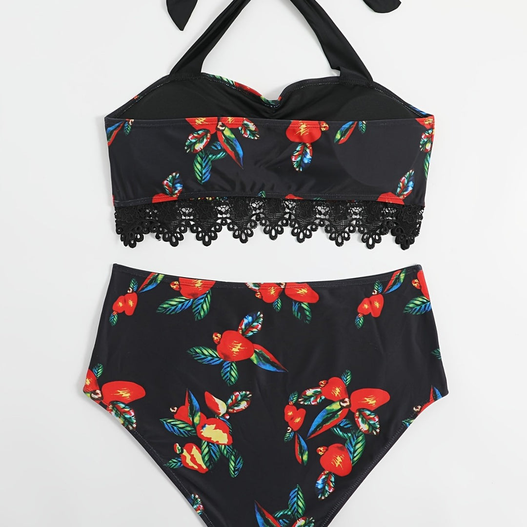 Damen Zweiteiliges Badeanzug-Set mit floralem Design R&B