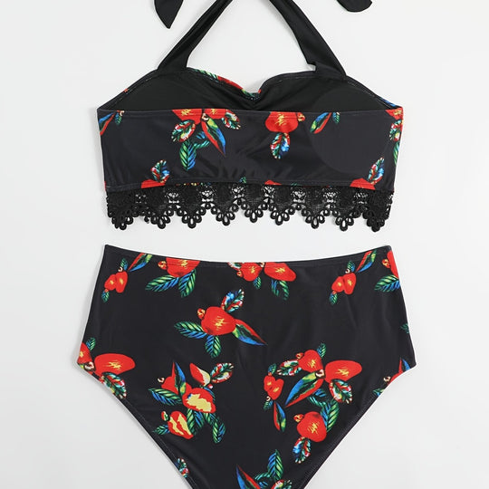 Damen Zweiteiliges Badeanzug-Set mit floralem Design R&B