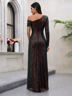 Damen Glamouröses Abendkleid mit asymmetrischem Rücken und funkelnden Akzenten R&B