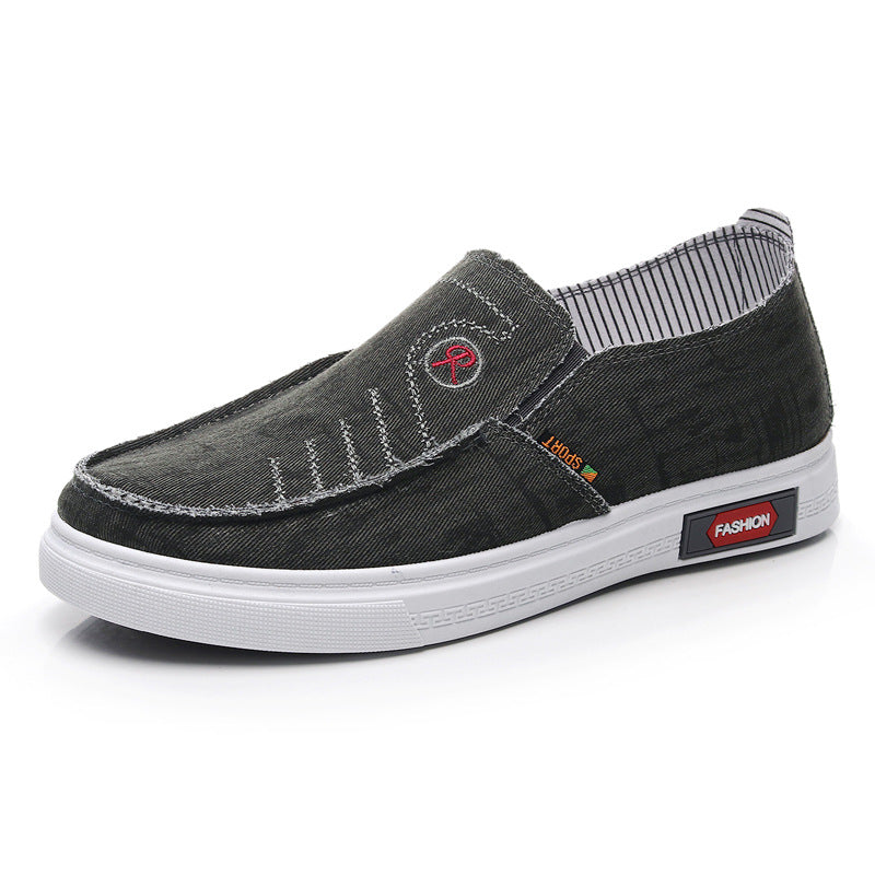Damen lässige Slip-On Schuhe mit elastischem Einsatz und modischem Denim-Design