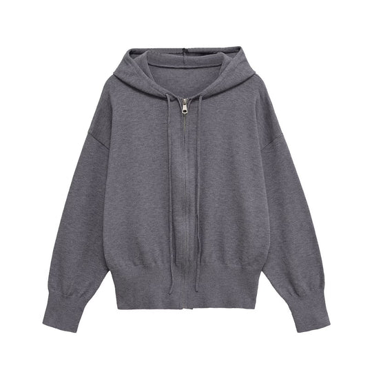 Damen lässige Kapuzenjacke mit Reißverschluss R&B