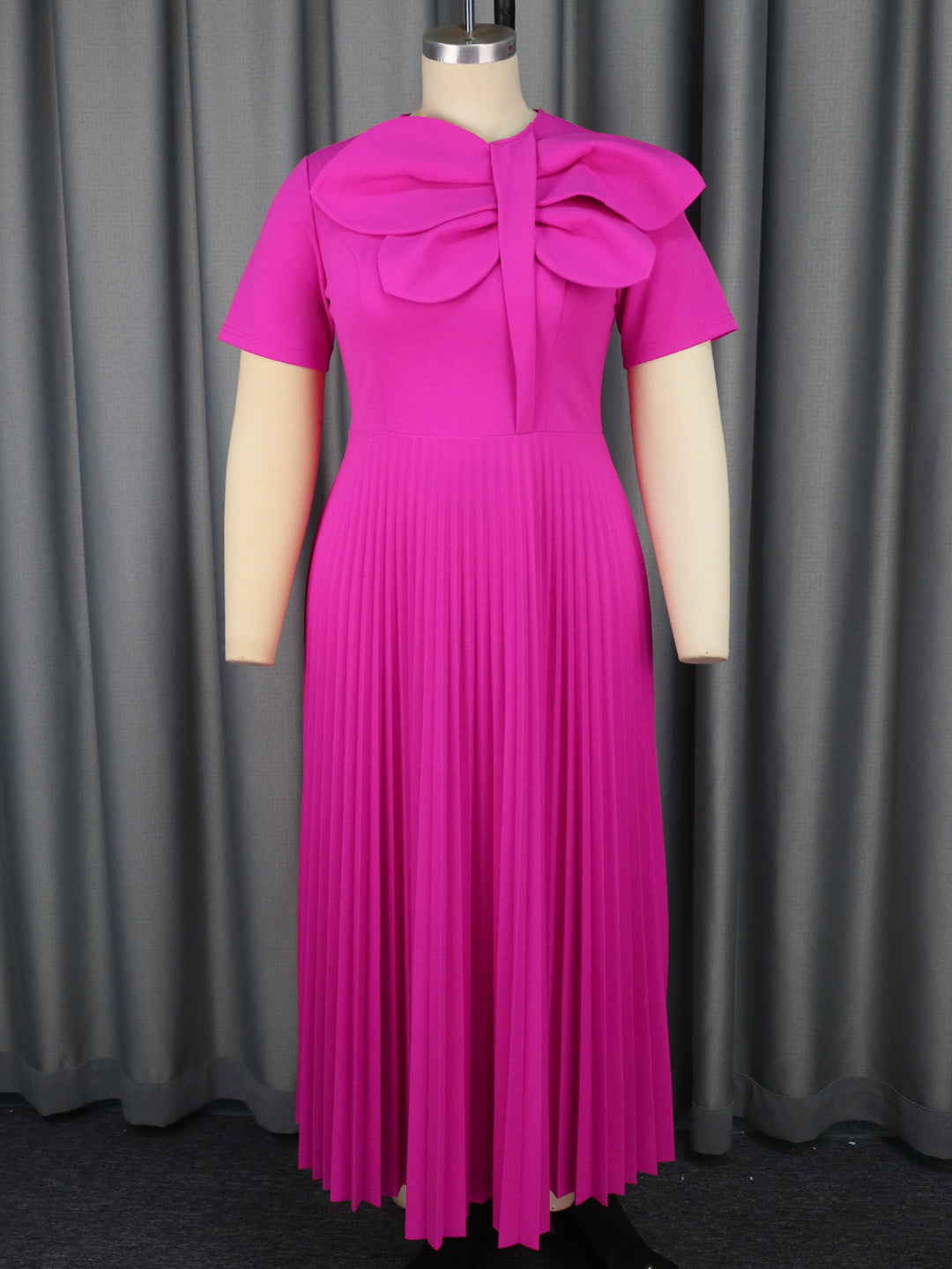 Damen Elegantes Midikleid mit voluminösem Schleifenakzent R&B