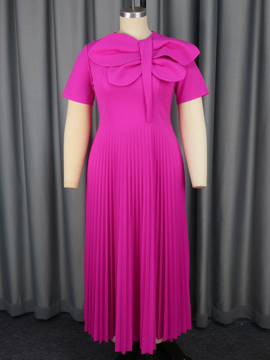 Damen Elegantes Midikleid mit voluminösem Schleifenakzent R&B