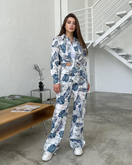 Damen modisches Ensemble mit floralem Muster und weitem Schnitt R&B