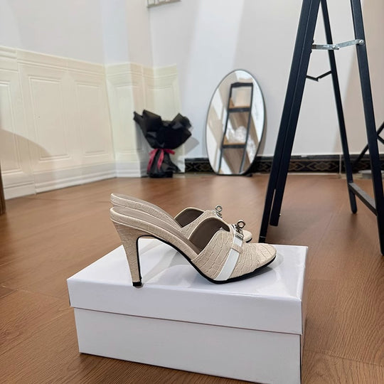 Damen Sling-Pumps mit elegantem Kettenakzent und modischem Schlangenlederdesign R&B