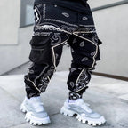 Herren nan Bandana-Cargo-Jogginghose mit Kordelzug und elastischen Bündchen R&B