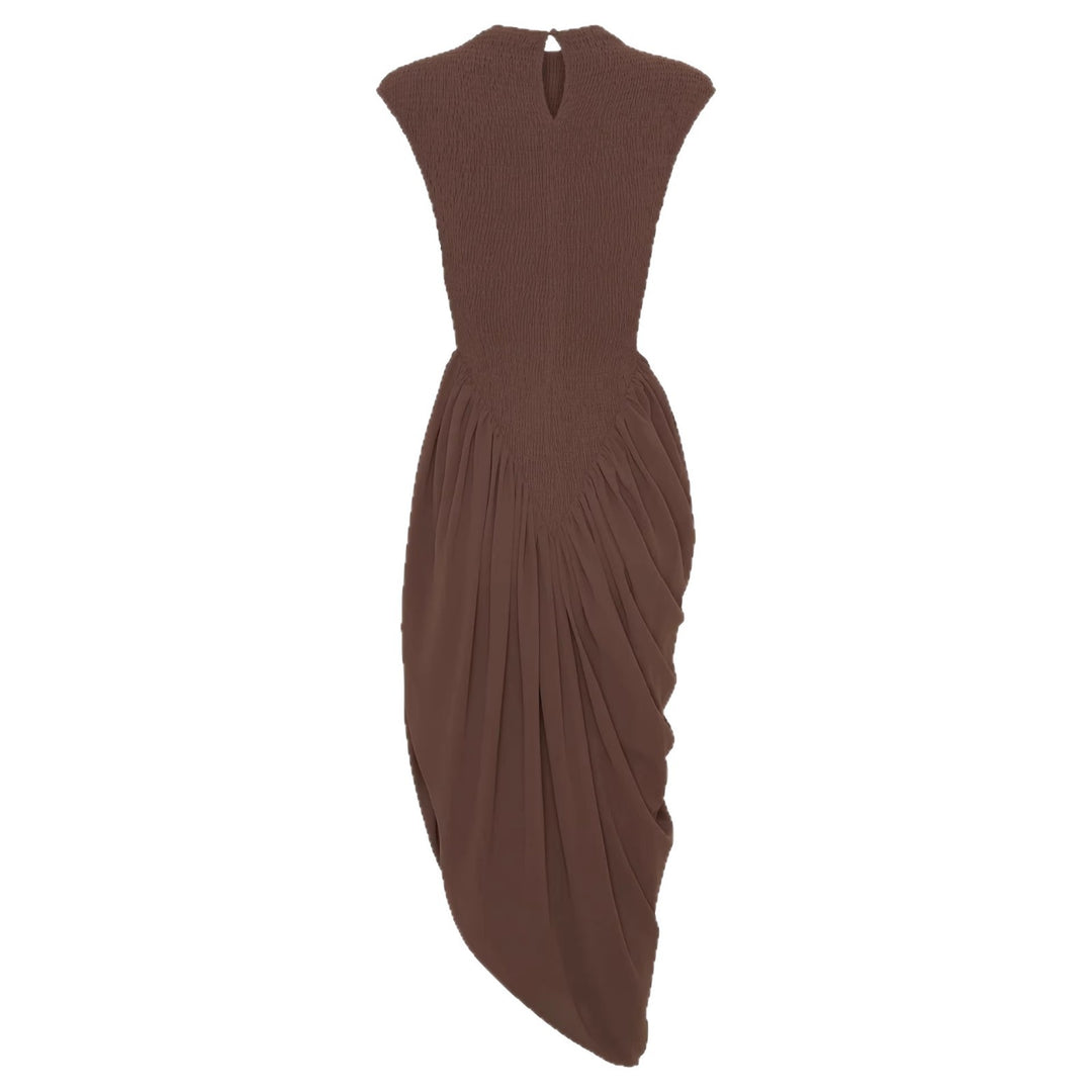 Damen Elegantes asymmetrisches Kleid mit strukturiertem Oberteil und fließendem Rock R&B