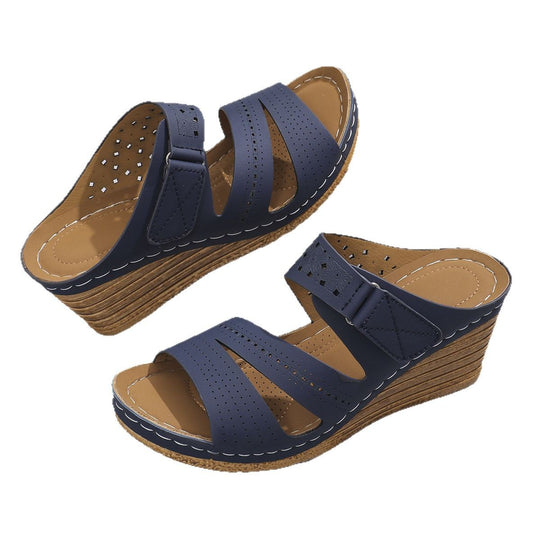 Damen Wedge-Pantoletten mit atmungsaktivem Obermaterial und verstellbarem Riemen R&B