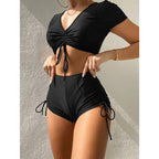Damen Sportliches Crop-Top und Hochtaillierte Shorts R&B