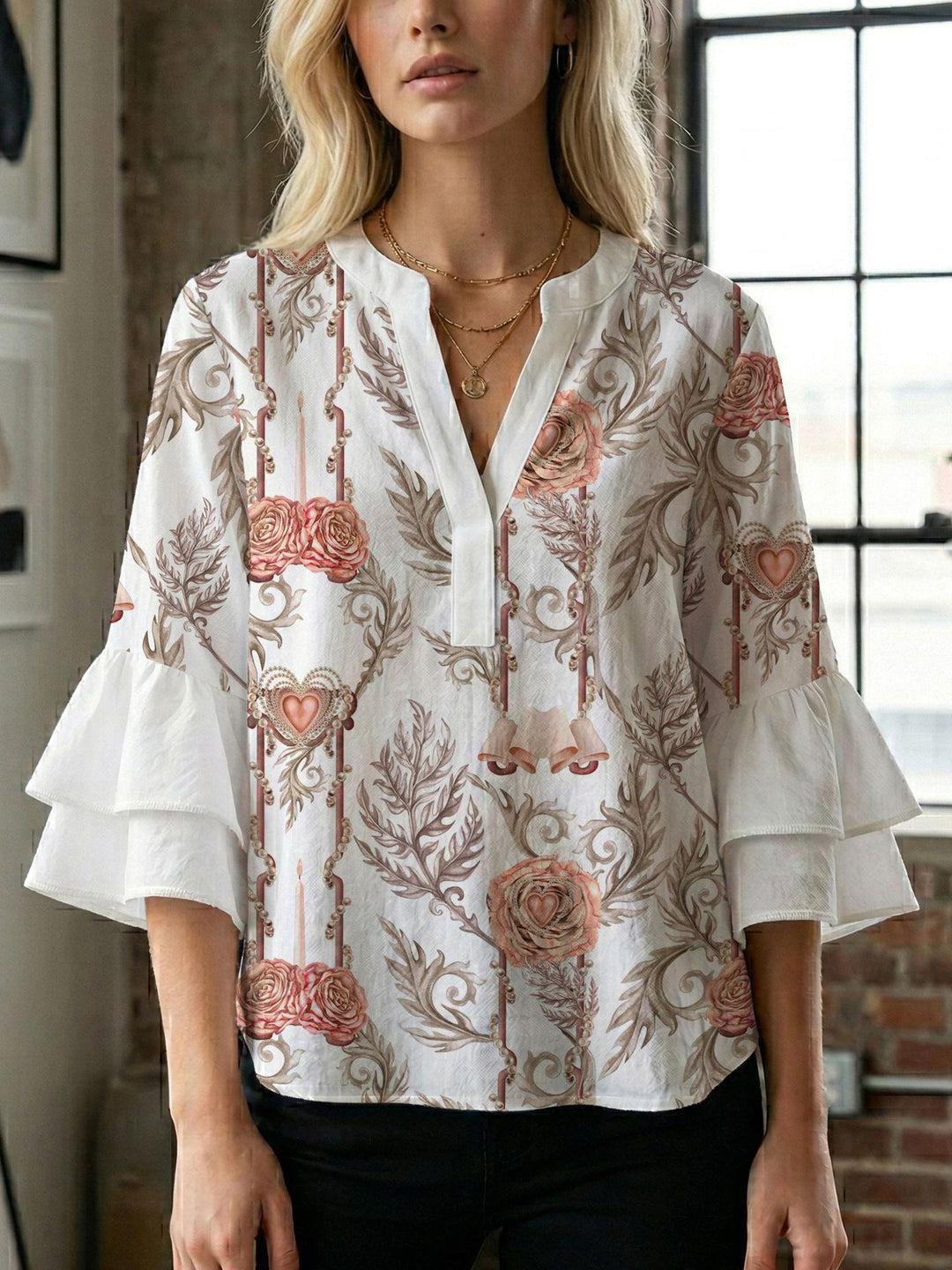Damen Bluse mit wunderschönen floralem Design R&B