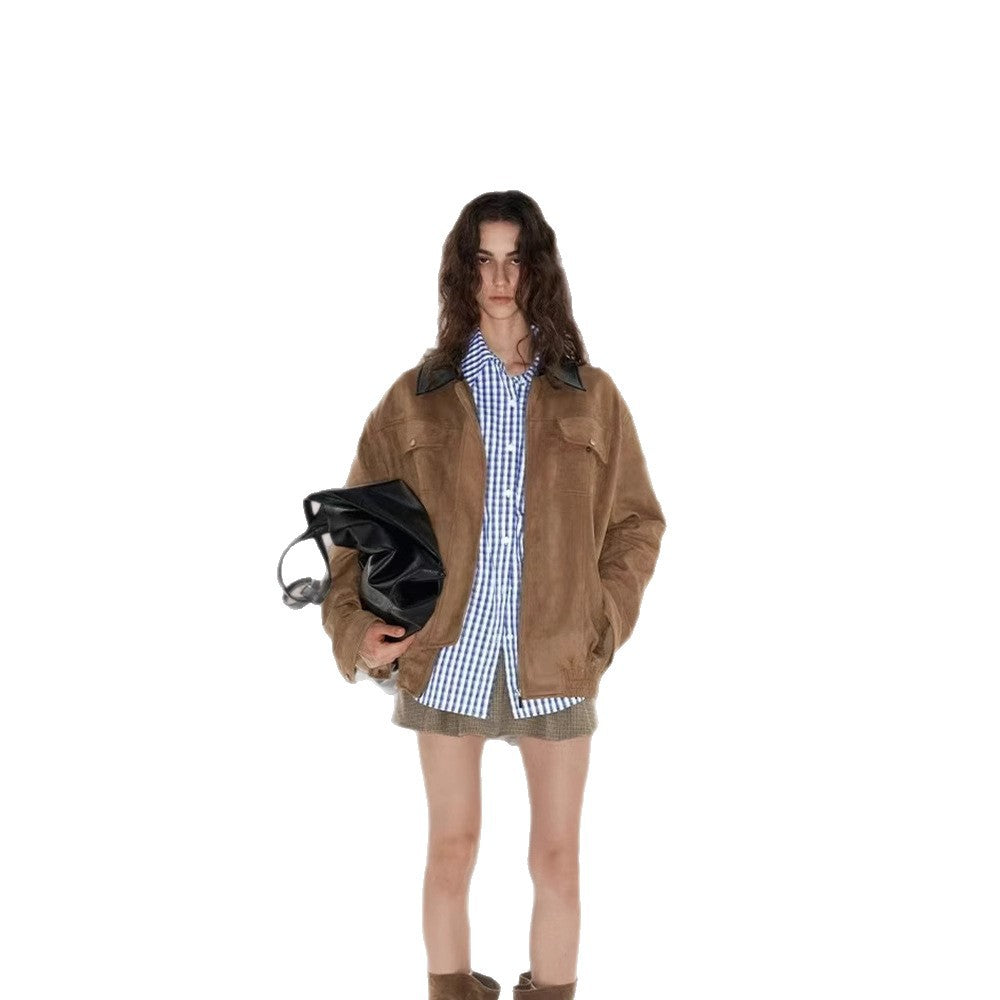 Damen Modische Oversized Weste aus hochwertigem Wildleder R&B