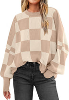 Damen oversized Pullover mit Karomuster und lässigem Schnitt R&B