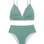 Damen Hochgeschnittener Bikini mit elegantem Streifenmuster R&B