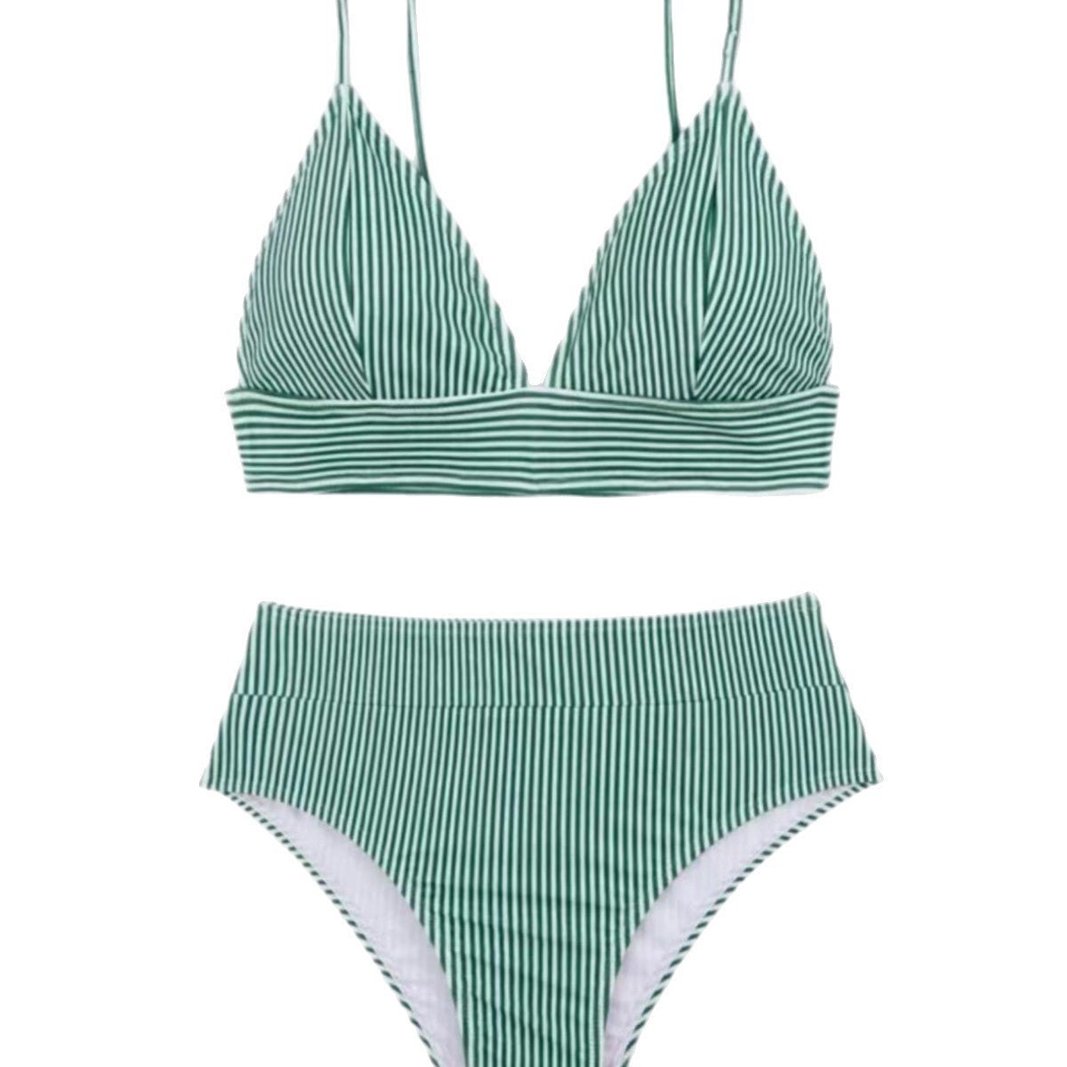 Damen Hochgeschnittener Bikini mit elegantem Streifenmuster R&B