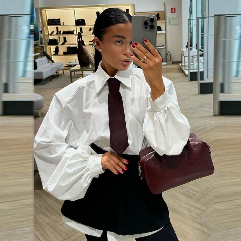 Damen Oversized Bluse mit voluminösen Ärmeln R&B