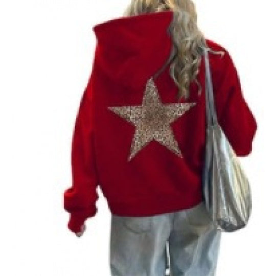 Damen Kapuzenpullover mit glitzerndem Sternmotiv R&B
