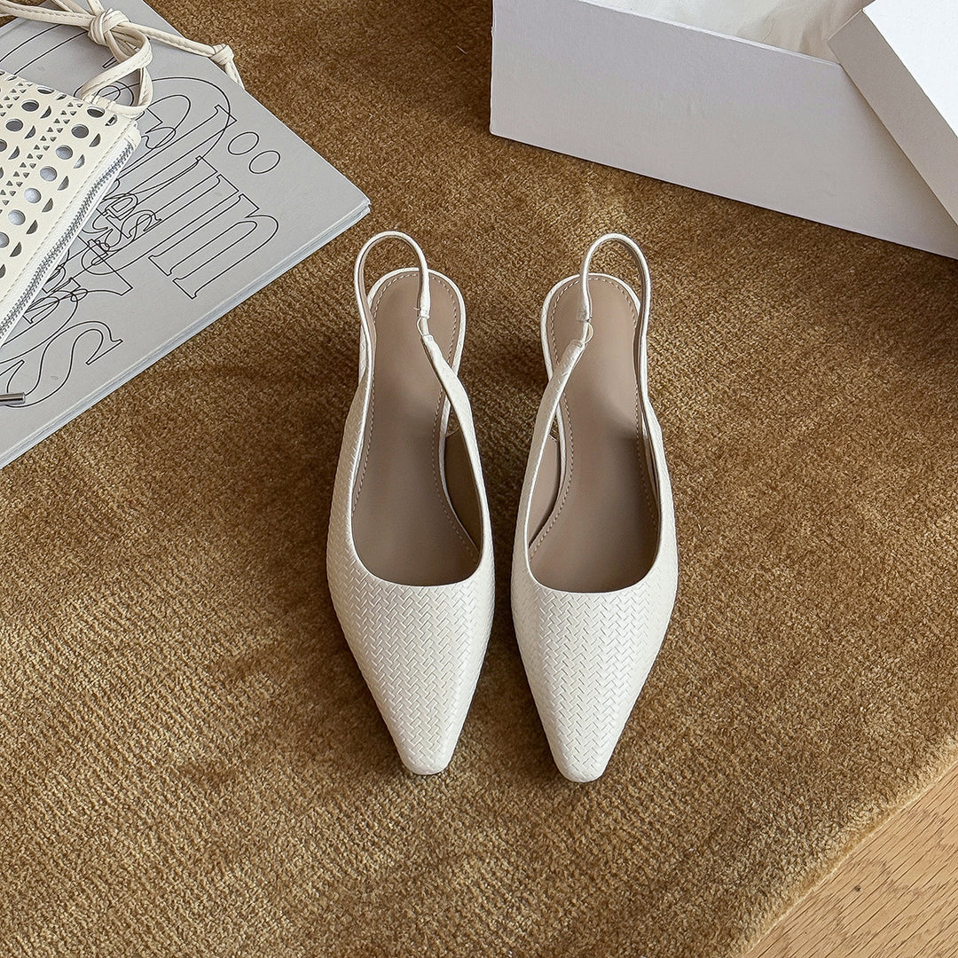 Damen Slingback Pumps aus hochwertigem Leder mit raffiniertem Flechtmuster R&B