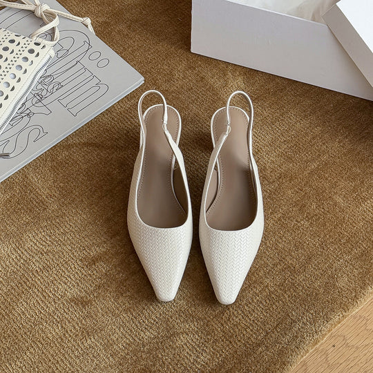 Damen Slingback Pumps aus hochwertigem Leder mit raffiniertem Flechtmuster R&B