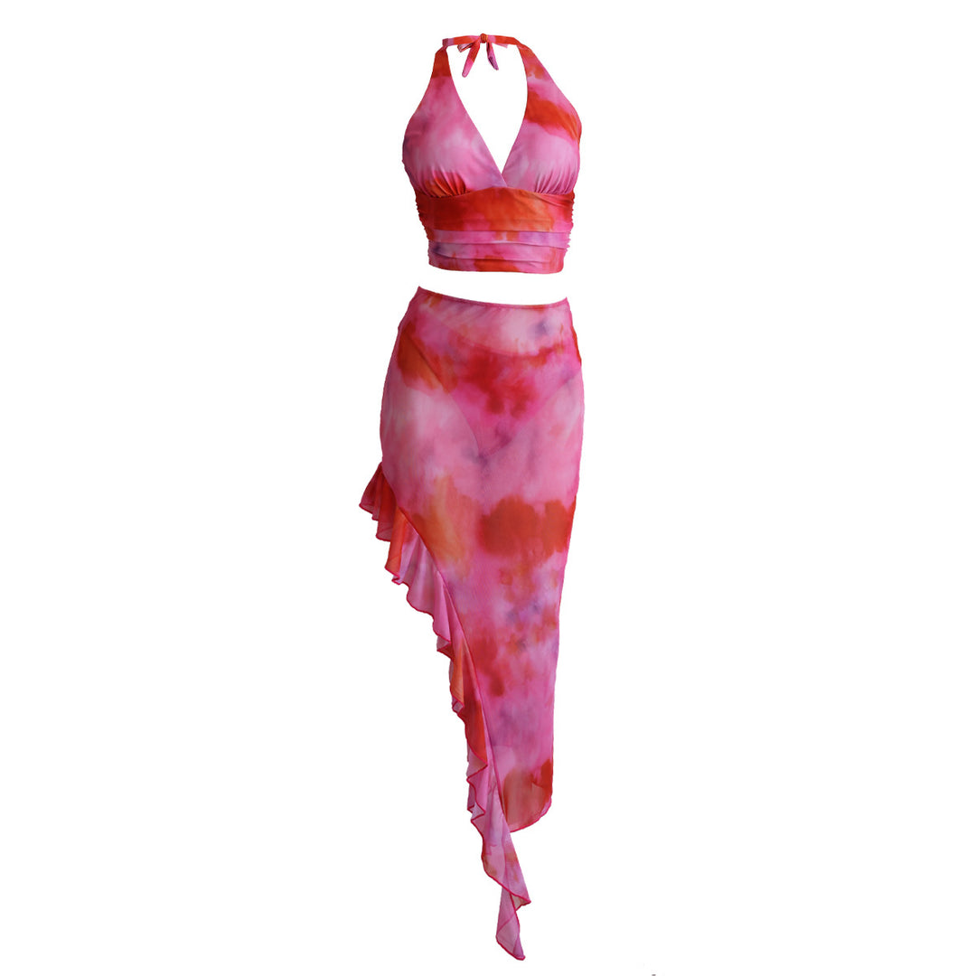 Damen Badeanzug-Set mit asymmetrischem Volant und trendigem Oberteil R&B