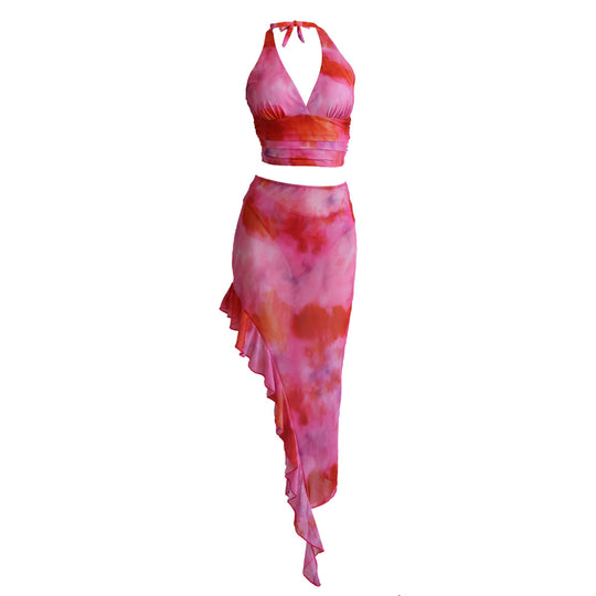 Damen Badeanzug-Set mit asymmetrischem Volant und trendigem Oberteil R&B