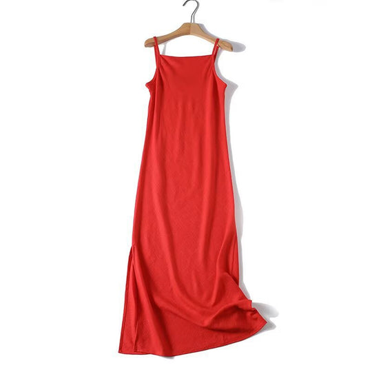 Damen Maxi-Kleid mit verstellbaren Spaghetti-Trägern und schmeichelndem Schnitt R&B