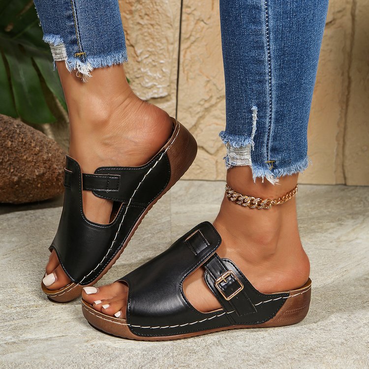 Damen Clogs mit modischem Riemen und ergonomischem Fußbett R&B