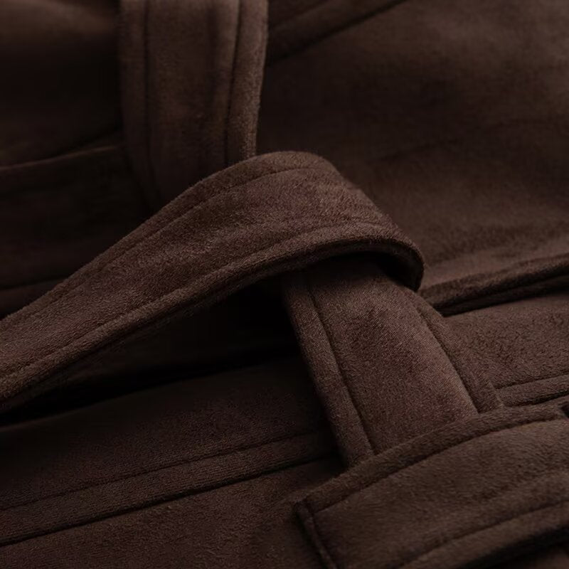Damen elegante Wildlederjacke mit Taillengürtel R&B