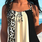 Damen Freizeit Tankini mit modernem Animal-Print und verstellbaren Trägern R&B