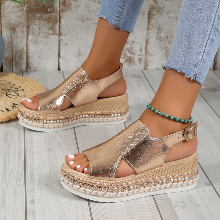Damen Glitzernde Plateau-Sandalen R&B