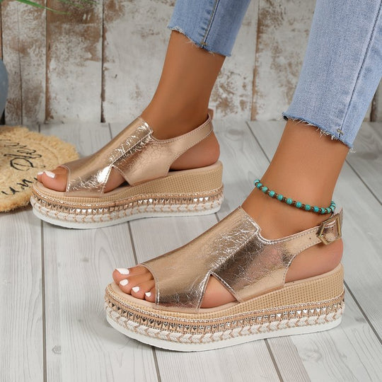 Damen Glitzernde Plateau-Sandalen R&B
