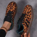 Damen nan Leopardenmuster Wildlederoptik Sneaker mit ergonomischer Polstersohle und rutschfester Gummisohle R&B