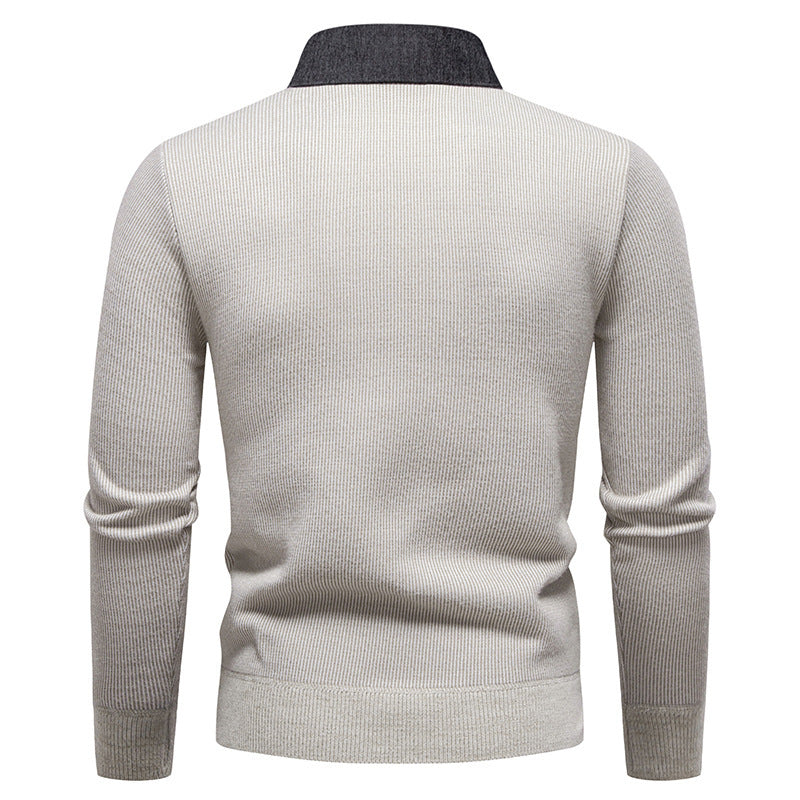 R&B | Herren Strickpullover mit Kontrastkragen