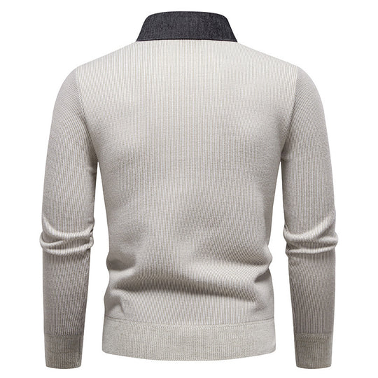 R&B | Herren Strickpullover mit Kontrastkragen