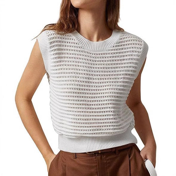 Damen Strickoberteil mit luftiger Struktur und weitem Kragen R&B