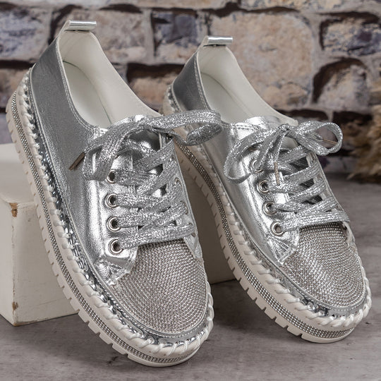 Damen Sneaker mit glitzerndem Material und robuster Sohle R&B