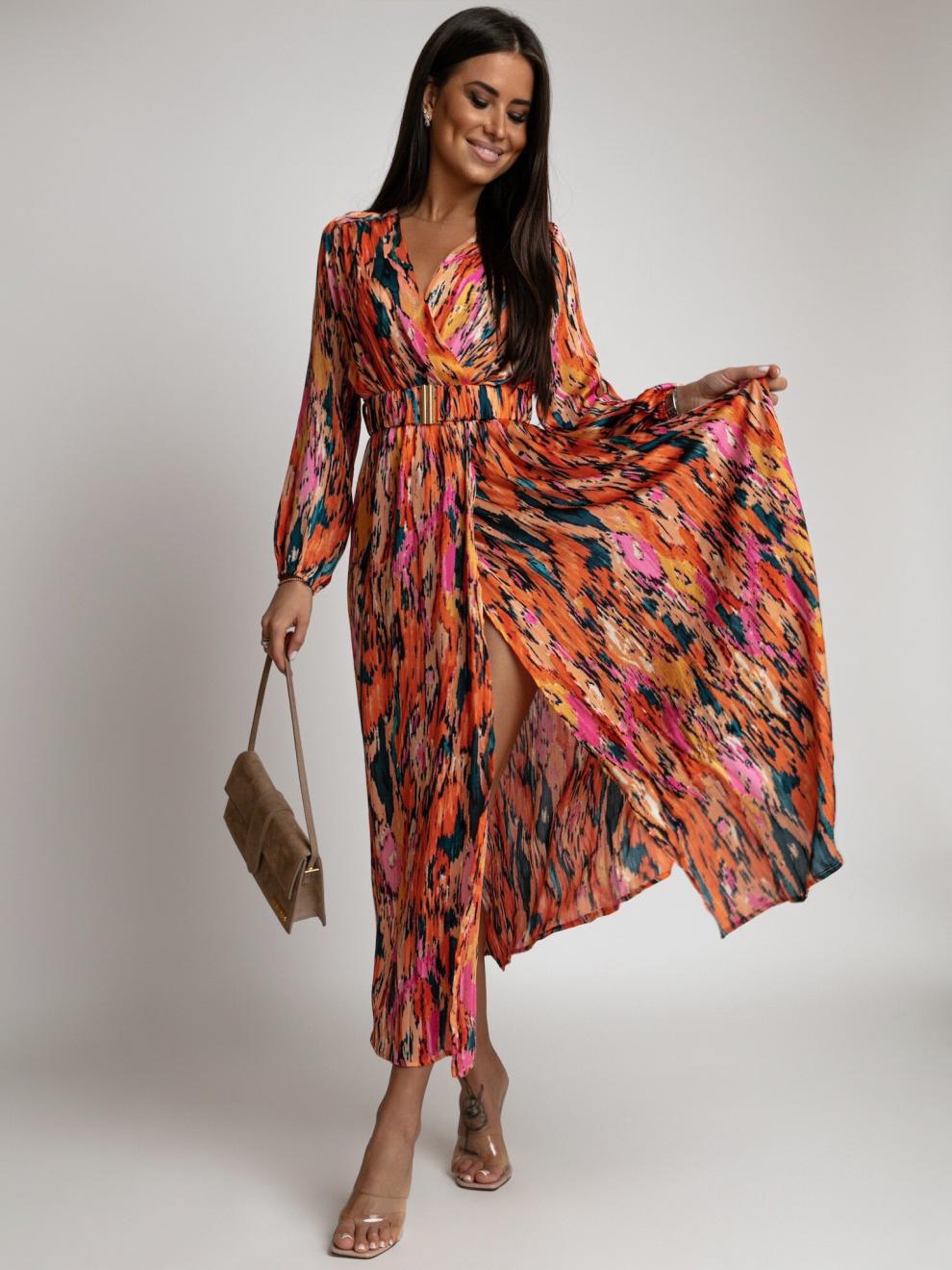 Damen Maxikleid mit bunten Mustern R&B