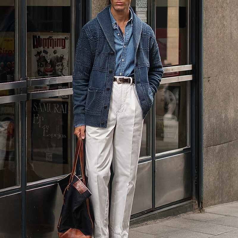 Herren Strickjacke mit innovativem Muster und großen Taschen