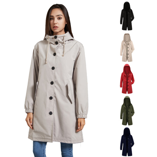 Damen modische Übergangsjacke mit verstellbarer Kapuze und praktischen Taschen R&B
