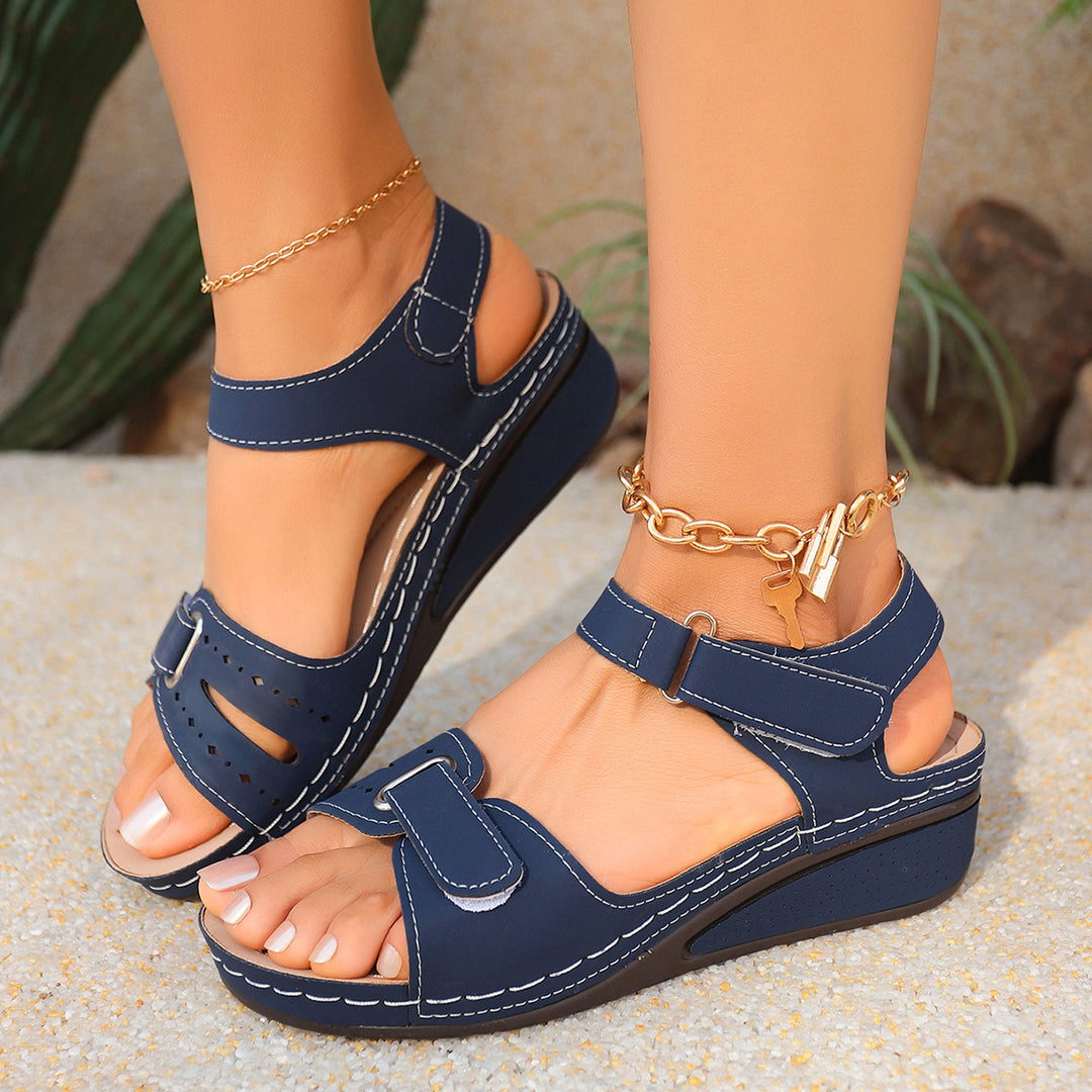 Damen komfortable Wedge-Sandalen mit verstellbarem Riemendesign R&B