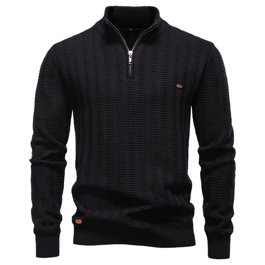 Herren Pullover mit strukturiertem Design und halbem Reißverschluss R&B