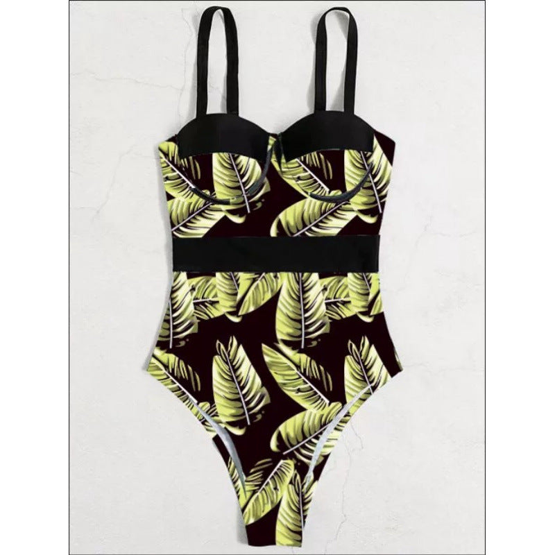 Damen Einteiler Badeanzug mit floralem Design und eleganter Silhouette R&B