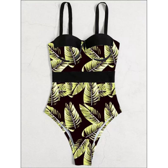 Damen Einteiler Badeanzug mit floralem Design und eleganter Silhouette R&B