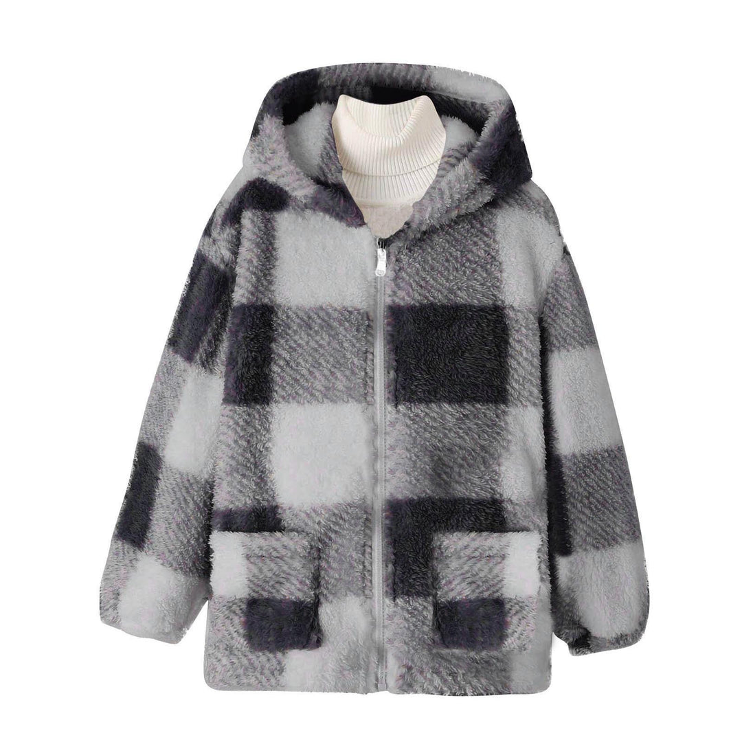 Damen Fleecejacke mit kariertem Muster und praktischen Taschen R&B